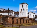 Stunning view of Chinchero old town, with inca stone walls and colonial white houses, sacred valley near Cusco, Peru Royalty Free Stock Photo