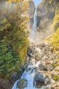 Stunning view of Devils Punchbowl Waterfall, One of the most favorite Attractions on the Arthur`s Pass road trip Royalty Free Stock Photo