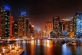 Stunning view of Dubai Marina at night Royalty Free Stock Photo