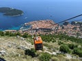 Cable car at the top of Mt. Srd in Dubrovnik, Croatia