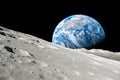 Earth Planet View from Moon Surface Royalty Free Stock Photo