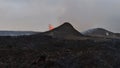 Stunning view of erupting volcano ejecting hot lava in Geldingadalir valley near Fagradalsfjall, GrindavÃÂ­k, Reykjanes, Iceland. Royalty Free Stock Photo