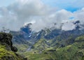 Stunning view on Eyjafjallajokull glacier and volcano, hiking in Thorsmork, southern Iceland