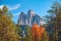 Stunning view of famous Tre Cime di Lavaredo from Landro Valley at sunny autumn day, Dolomite Alps, Italy