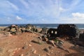 Bushiribana gold mill ruins on the shores of Aruba Royalty Free Stock Photo