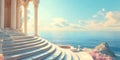 Stunning View from a Grecian Temple Overlooking a City Royalty Free Stock Photo