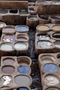 A stunning view of the historic tannery in Fez, Morocco. Royalty Free Stock Photo
