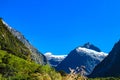 Mountain panorama at Monkey Creek on the Milford Road near Te Anau, Southland region, South Island New Zealand Royalty Free Stock Photo