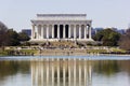 Abraham Lincoln Memorial reflecting off the surface of the ceremonial Reflecting Pool, National Mall, Washington DC Royalty Free Stock Photo