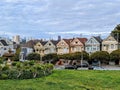 Stunning view of the iconic 'Painted Ladies' Victorian homes in San Francisco, California, USA
