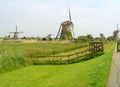 Stunning View of Kinderdijk Historic Dutch Windmills, UNESCO World Heritage Site in The Netherlands Royalty Free Stock Photo