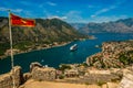 Stunning view of Kotor Bay, Montenegro, looking down from the top of the castle ruins