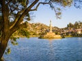 Stunning view of lake Anosy and its Monument aux Mort, a french-built memorial to those fallen in the first world war, Antananariv