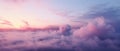 Stunning view of a lavender sky with puffy clouds, AI-generated.
