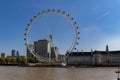 Stunning view of the London Eye wheel, situated on the bank of the River Thames.