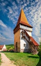 Stunning view of medieval defense tower of Biertan fortified church, Transylvania, Romania Royalty Free Stock Photo