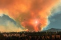 Stunning view of Montana's national forests on fire and giant smoke going up to the sky Royalty Free Stock Photo