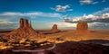 Stunning view of Monument Hill at sunset, located in Monument Valley.