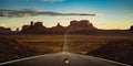 Stunning view of Monument Hill at sunset, located in Monument Valley.