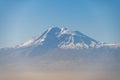 View of Mount Ararat and the city of Yerevan. Sunny day