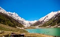 Beautiful view of mountainous lake Saiful Muluk in Naran Valley, Mansehra District, Khyber-Pakhtunkhwa, Northern Areas of Pakistan Royalty Free Stock Photo