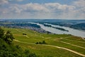 beautiful landscape view over Ruedesheim and the Rhine River in Germany Royalty Free Stock Photo