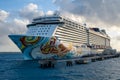 Stunning view of Norwegian cruise lines ship getaway Royalty Free Stock Photo