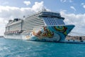 Stunning view of Norwegian cruise lines ship getaway Royalty Free Stock Photo