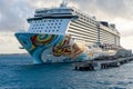 Stunning view of Norwegian cruise lines ship getaway Royalty Free Stock Photo