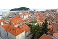 Stunning view of orange tiled roofs of Dubrovnik Old City Royalty Free Stock Photo