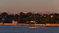 Stunning view over the Bay of Billionaires at the French Riviera in Antibes, France in the evening sunlight.