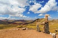 Stunning view at Palccoyo rainbow mountain Vinicunca alternative, mineral colorful stripes in Andean valley, Cusco, Peru, South Royalty Free Stock Photo