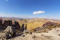 Stunning view at Palccoyo rainbow mountain Vinicunca alternative, mineral colorful stripes in Andean valley, Cusco, Peru, South Royalty Free Stock Photo