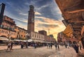 Stunning view of Piazza delle Erbe in Verona, Italy