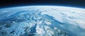 Stunning view planet Earth from space, showcasing frozen ice glaciers snow covering planets surface Royalty Free Stock Photo