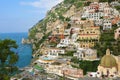Stunning view of Positano village with the dome of the church Santa Maria Assunta, Amalfi Coast, Italy
