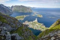 Stunning view from the Reinebringen mountain, Lofoten islands