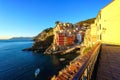 Riomaggiore village in Cinque Terre National Park, beautiful cityscape with colorful houses and sea, Liguria region of Italy Royalty Free Stock Photo