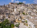 Sasso Barisano district and its characteristic cave dwellings in the ancient town of Matera, Basilicata region, southern Italy