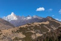 Stunning view of the Siguniang Four Sisters Mountain on a sunny winter day in Sichuan, China Royalty Free Stock Photo