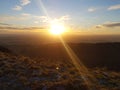 A stunning view of the sun from North Yorkshire& x27;s Sutton Bank. Royalty Free Stock Photo