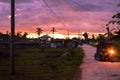 Stunning view of the sun setting over rural life on the island of Cebu, Philippines Royalty Free Stock Photo