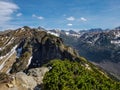 Breathtaking view on Tatra National Park with mountains in sunny spring day with blue sky nearby Zakopane village, Poland Royalty Free Stock Photo