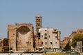 Stunning view of the Temple of Venus and Rome located on the Velian Hill in Italy, on a sunny day