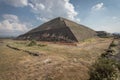 Stunning view of Teotihuacan Pyramid in Mexico, surrounded by a vast desert landscape