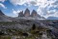 Stunning view of the Three Peaks of Lavaredo, Dolomites Mountain, South Tyrol, Italy. Royalty Free Stock Photo