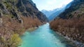 Stunning view to Aoos river and the canyon in Konitsa, Greece Royalty Free Stock Photo