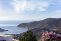 Stunning view to the sea from the chora of Patmos island, Greece, early in the morning