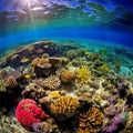 Rainbow Reef with Free Diver Royalty Free Stock Photo