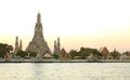 Stunning View of Wat Arun or the Temple of Dawn on the Chao Phraya River Bank in Bangkok, Thailand Royalty Free Stock Photo